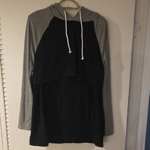 Black and Gray Hooded Sweatshirt